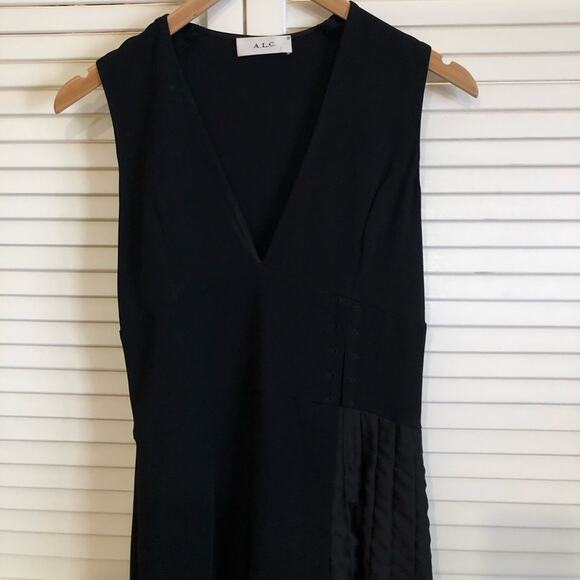 A.L.C. Black Fit and Flare Midi Dress with Pleating XS - Picture 2 of 8